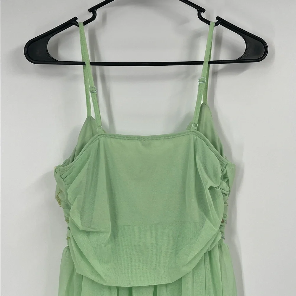Vintage Delicates Green Sequin Lingerie Top Size Small